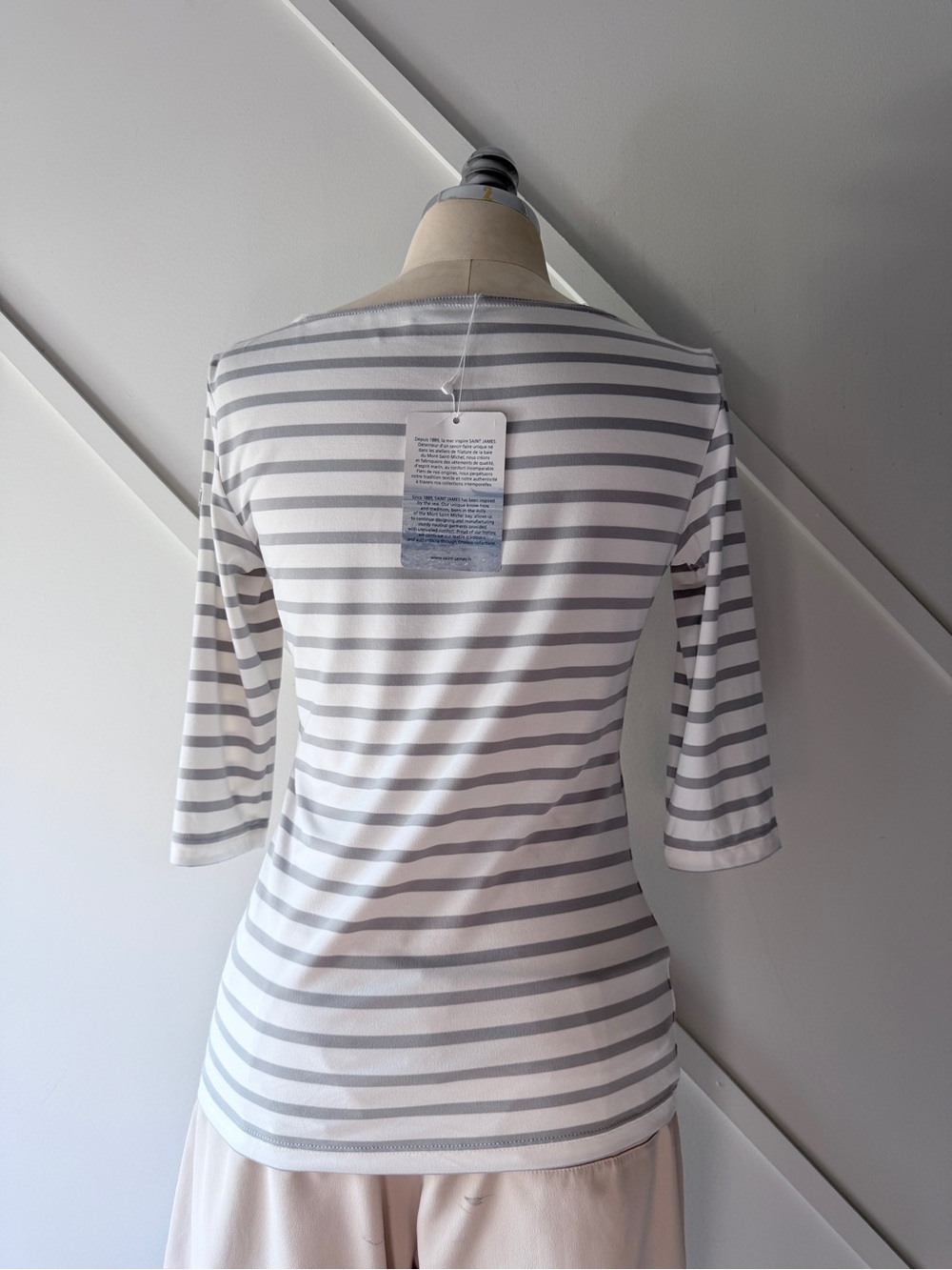 Saint James Breton Stripe Top NWT Size 4 White Grey French Sailor Shirt - Picture 3 of 13